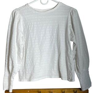 a.n.a. a new approach Shirt White Texture Pullover Balloon Long Sleeve Womens M